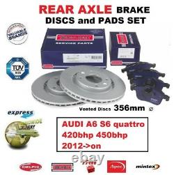 REAR AXLE BRAKE PADS + DISCS 356mm for AUDI A6 S6 quattro 420bhp 450bhp 2012-on