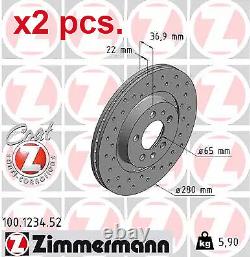 X2 Pcs Front Brake Disc Rotos X2 Pcs Set 100.1234.52 Zimmermann I